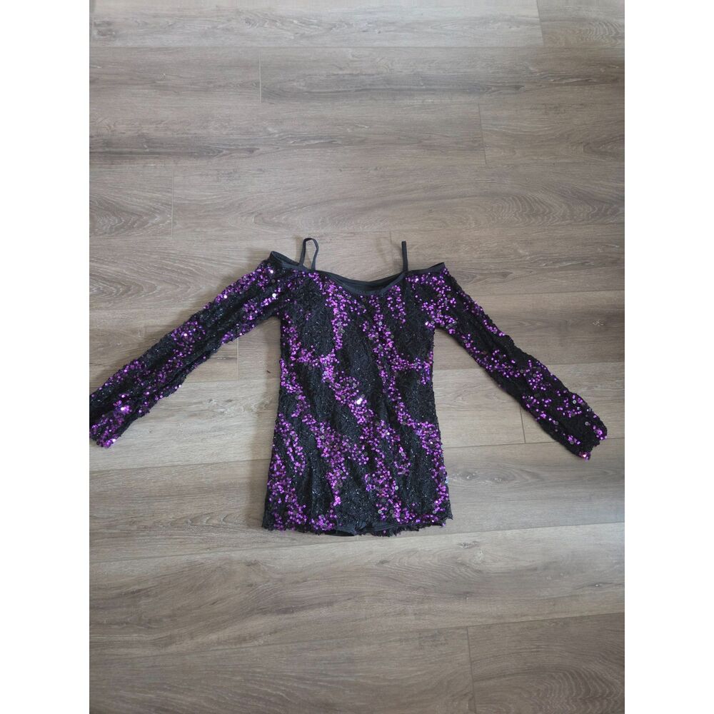 Purple and Black Sequin Dance Costume